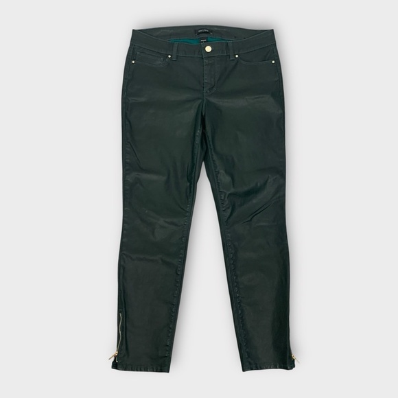 White House Black Market Green Coated Skimmer Pants - Picture 2 of 11